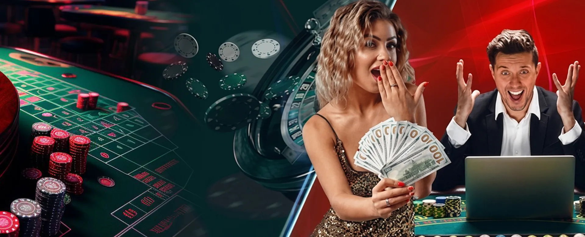 Dynamic background featuring various casino games and a vibrant atmosphere.